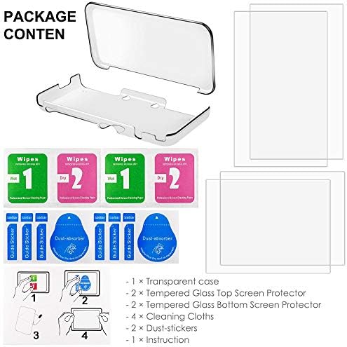 Hard Case Compatible New 2DS XL with 2 Packs Screen Protector, AFUNTA Anti-Scratch Crystal Clear Case