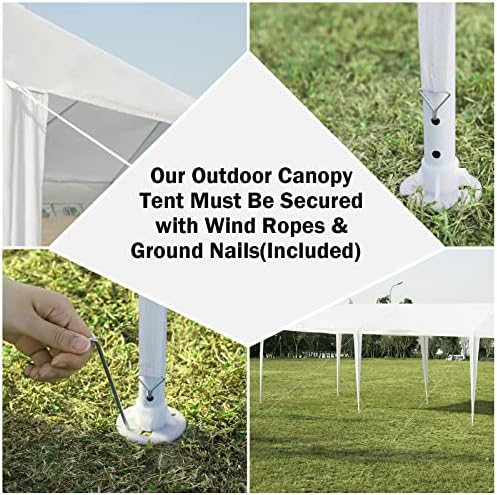 Tangkula 10'x30' Outdoor Canopy Tent Heavy Duty Party Wedding Event Tent Sturdy Steel Frame with 5 Removable Sidewalls Waterproof Sun Snow Rain