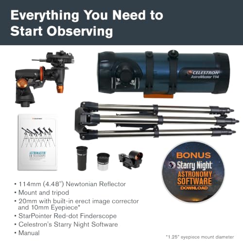 Celestron AstroMaster 130EQ Telescope for Deep-Sky Beginners | Large 130mm Optics, Bright Moon & Deep-Sky Views, Perfect First Telescope, German Equatorial Mount with Easy Manual Controls