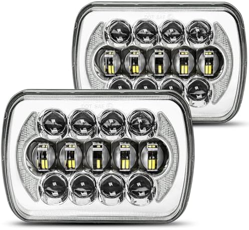 SPL DOT Approved 105W Brightest Black 5x7 7x6 Projector Led Headlights Anti-glare Hi/Low Sealed Beam H6054 H5054 with DRL Compatible with Jeep Wrangler YJ Cherokee XJ Ford Chevy GMC Toyota etc