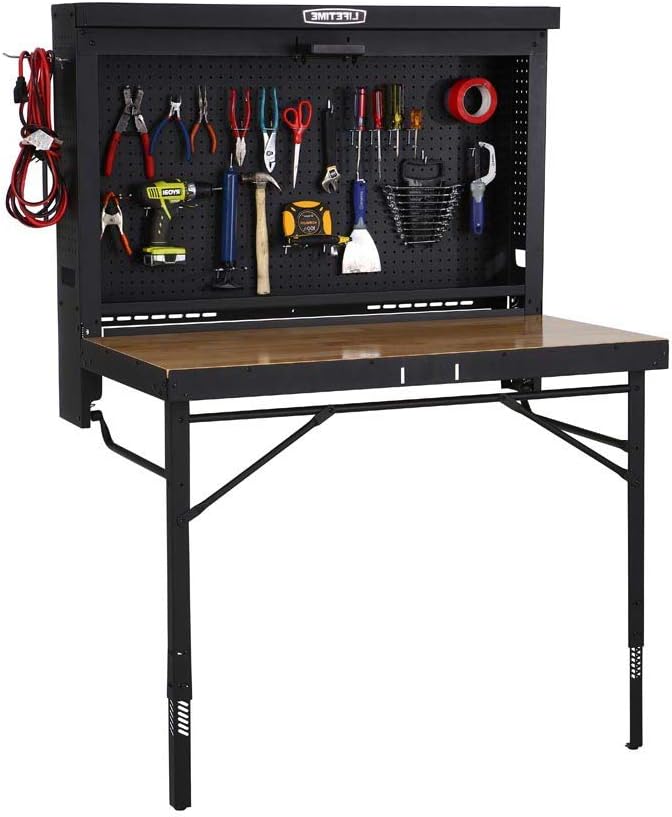 LIFETIME Products Wall Mounted Work Table, 4', Wood Varnish (80421)