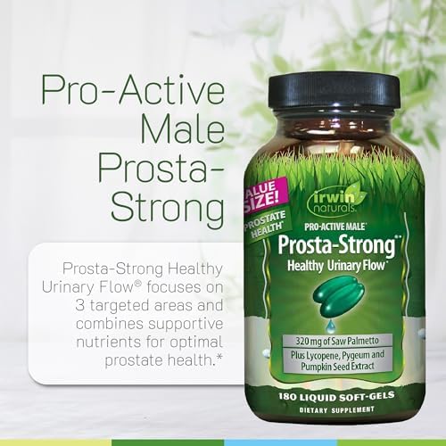 Irwin Naturals Prosta-Strong Daily Prostate Support Formula | 180 Softgels | Prostate Health | Saw Palmetto + Beta Sitosterol | Healthy Urinary Flow
