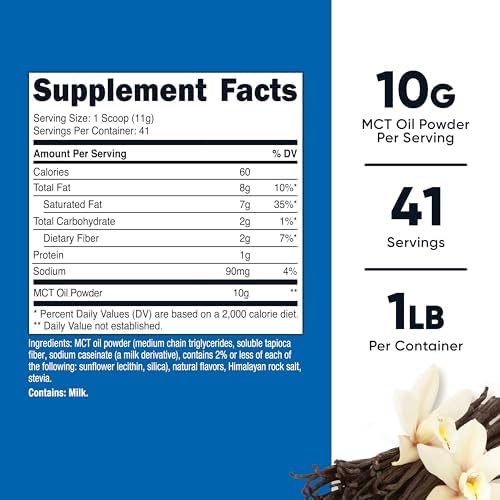 Nutricost Premium MCT Oil Powder (Vanilla) 1 LB, Zero Net Carbs, GMO-Free