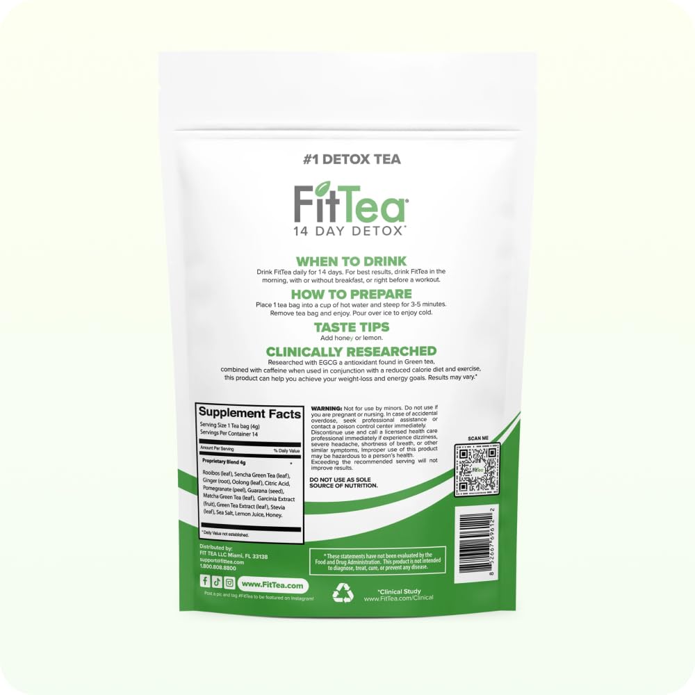 FitTea The Original 14 Day Detox Tea for Weight Loss and Belly Fat - Detox Cleanse Weight Loss Tea for Women and Men - Clinically Tested Slim Tea