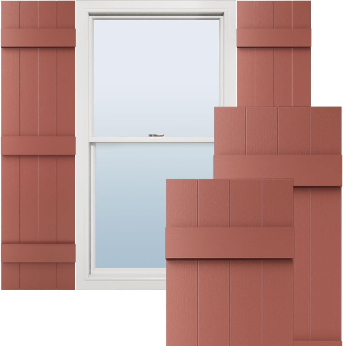 14"W x 59"H Lifetime Vinyl, Standard Four Board Joined, Board-n-Batten Shutters, w/Installation Shutter-Lok's & Matching Screws (Per Pair), Forest Green