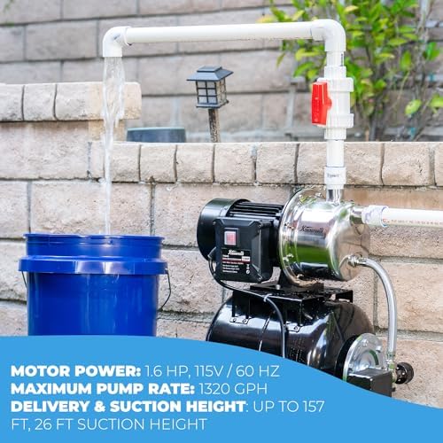 XtremepowerUS 1.6HP Water Transfer Pump w/Automatic Electronic Controller 1268GPH Shallow Well Pump Garden Booster Sprinkler Irrigation Lawn Farm
