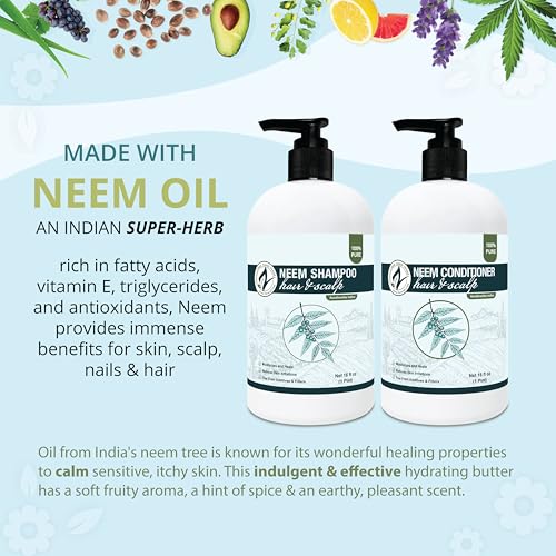 Zatural Neem Shampoo | Gentle Scalp & Hair Cleanser with Botanical Extracts | Moisturizing Wash for Softness, Volume, and Shine (8 Fl Oz)