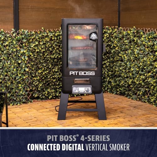 Pit Boss 4-Series WiFi & Bluetooth Digital Vertical Smoker with LCD Digital Controller and Wood Chip Tray, 1, 320-Sq. In. 6-Rack Cooking Space