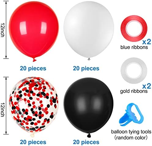 JOYYPOP 80 PCS Red White Blue Balloons 12 in with Confetti for 4th of July