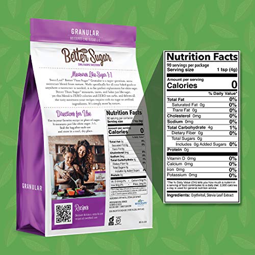 SweetLeaf Better Than Sugar Sweetener Alternative - 12.7 Oz | Powdered Sugar Substitute with Stevia & Erythritol, Use for Frosting, Baking, Coffee, Keto Friendly