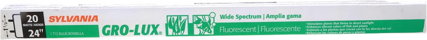 Sylvania 20 Watt T12 Fluorescent Bulb, Gro-Lux Wide Spectrum Phosphor For Plant Growth, Aquarium And Meat Case Applications, 3400K Color Temperature