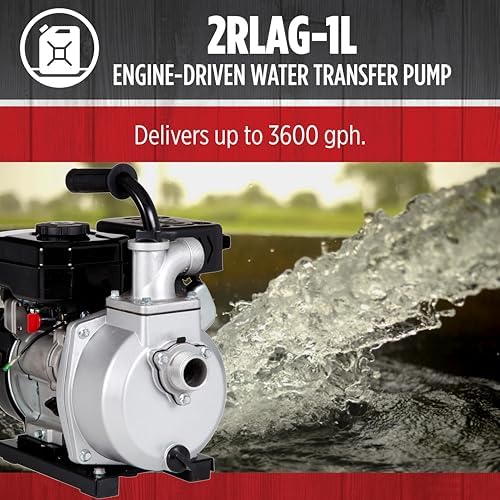 Red Lion 2RLAG-1L 60 GPM Gas Powered Water Transfer Pump, 79' Max. Head