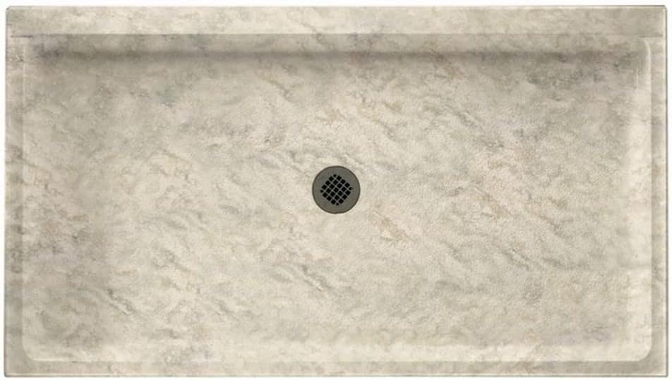 Swan SF03454MD.130 54-in L x 34-in W x 5.5-in H Solid Surface Shower Base, Ice