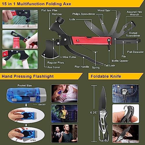 Survival Kit, 200 in 1, Gifts for Men Women Teenagers, Upgraded Survival First Aid Kit