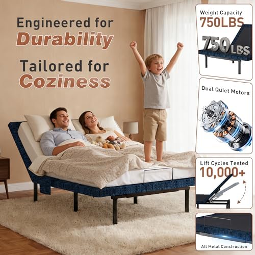 Twin XL Adjustable Bed Base Quiet Motor Zero Gravity Anti-Snore | Heavy-Duty Metal Frame,Wireless Remote, Independent Head & Foot Incline