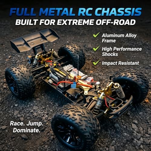 JLBRACINGRC 1/10 80+ KPH Brushless Fast RC Cars for Adults with 3S Battery | 120A ESC, 3670-2500KV Brushless Motor, 4WD Off-Road Monster Truck