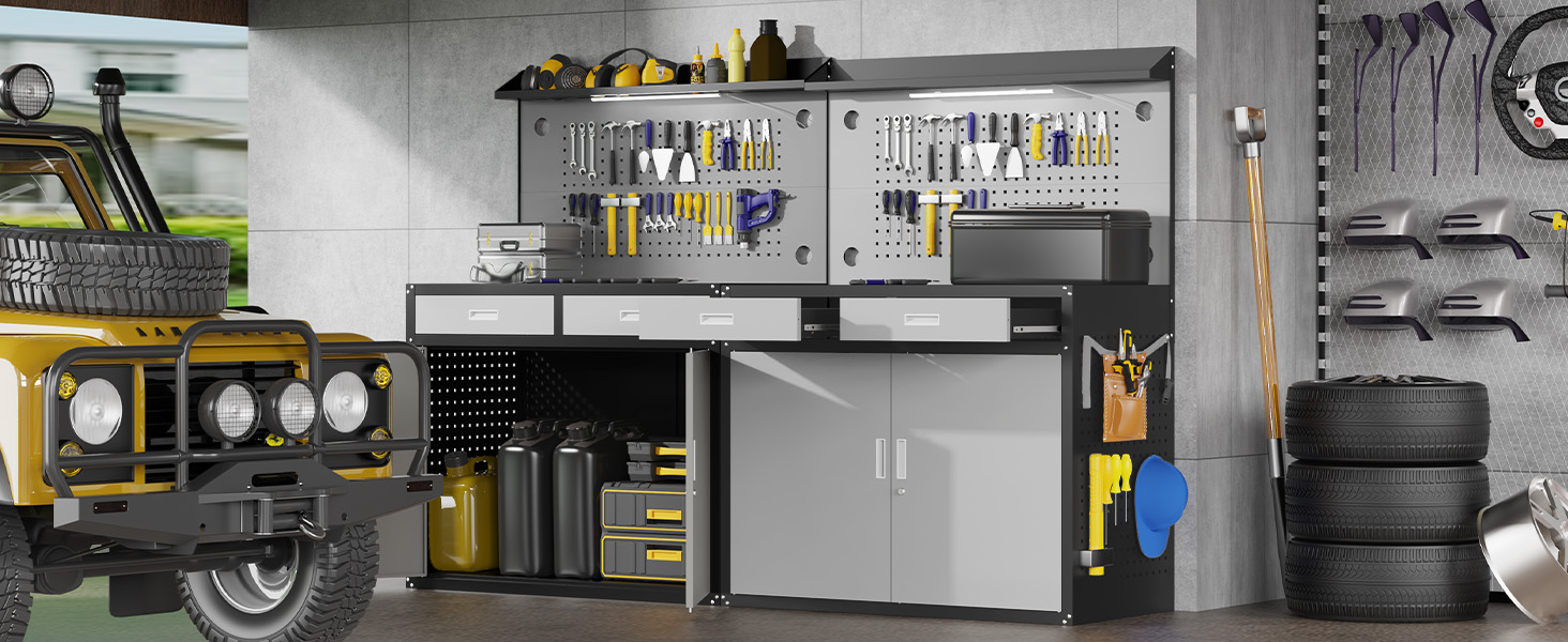 Work bench with drawers