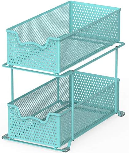 Simple Houseware 2 Tier Sliding Cabinet Basket Organizer Drawer, White