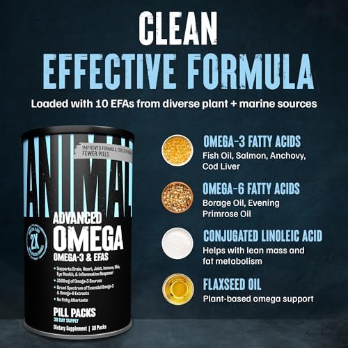 Animal Advanced Omega 3 Fatty Acids - 3500mg EPA DHA Fish Oil Omega 3 Supplement for Women & Men High Potency Blend with CLA GLA ALA for Brain Skin