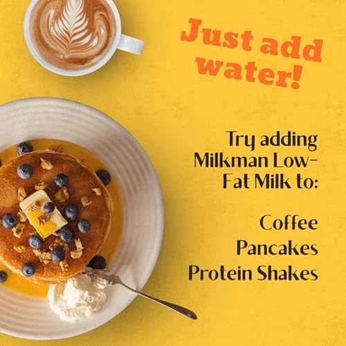 Milkman Low-Fat Milk - Instant Dry Milk Powder Packets - For Coffee, Baking, or Travel - Just Add Water, Makes One Quart - Classic, Natural Taste with the Kiss of Cream! (18 Pack)