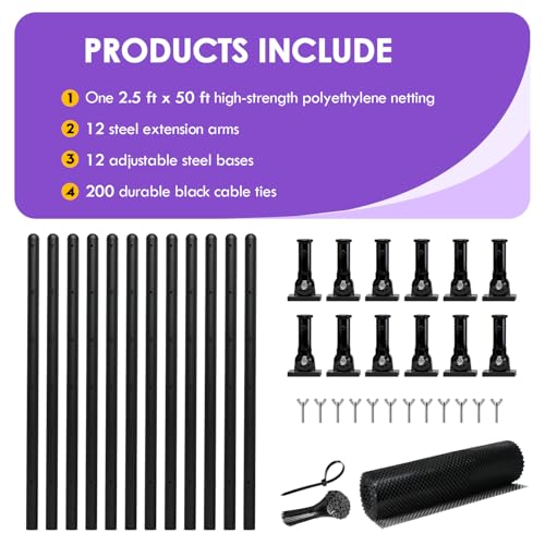 Cat Fence Extension & Conversion Kit | 30-Inch Height, 50-Foot, Wood, Metal, Vinyl & Brick Fences, Durable Polyethylene, Easy Install, Complete Set