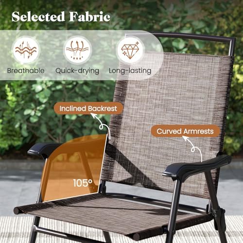 S AFSTAR 3-Piece Bistro Set, Patio Furniture Set for Outdoor Poolside Balcony Garden Yard, 28" H Outdoor Round Table and 2-Pack Folding Chairs