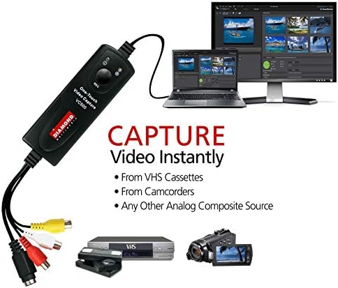 Diamond Multimedia VC500 One Touch VHS to Digital Converter – Capture & Convert VHS to Digital Files or DVD, Easy-to-Use Software, Windows 11,10 & Mac Compatible