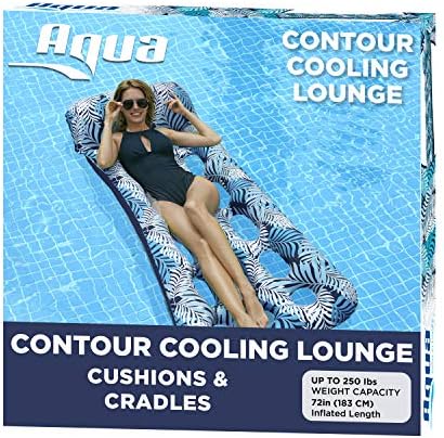 Aqua Comfort Pool Float Lounge – Inflatable Pool Floats for Adults with Headrest and Footrest – Bubble Waves