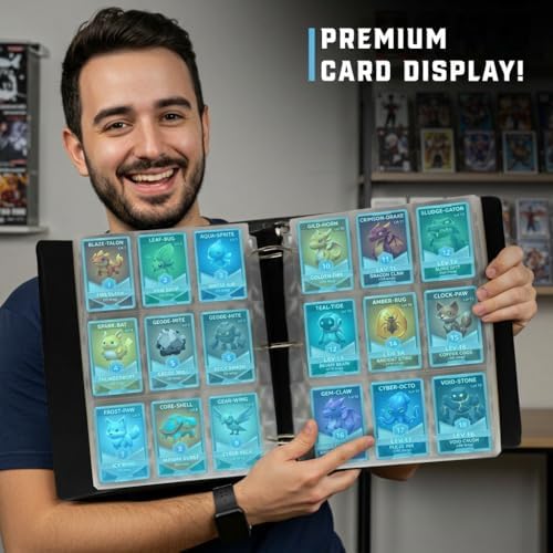Premium 3” Trading Card Binder – 100 Side-Loading Pages 9 Pocket Binder - Archival Safe 3-Ring Storage for Pokémon, YuGiOh, MTG, TCG