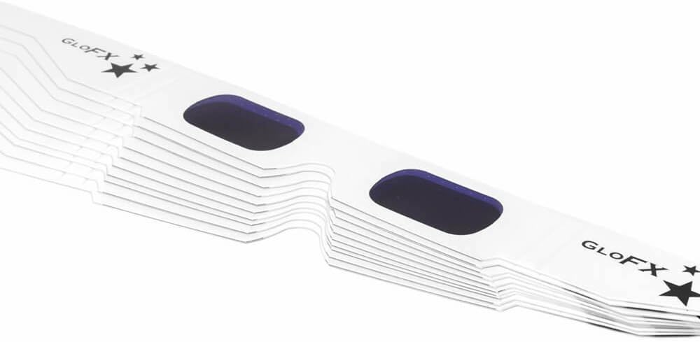 GloFX Paper Cardboard Diffraction Glasses - Great for Christmas Lights, Parties, Raves, Festivals, Light Shows, & Fireworks