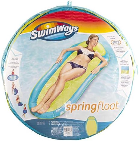 SwimWays Original Spring Float - Floating Swim Hammock for Pool or Lake - Lime/Light Blue, 6044237