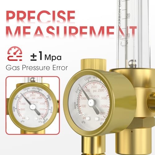 YESWELDER Welding Gas Flowmeter, Leak-Proof Argon CO2 Pressure Gauge with
