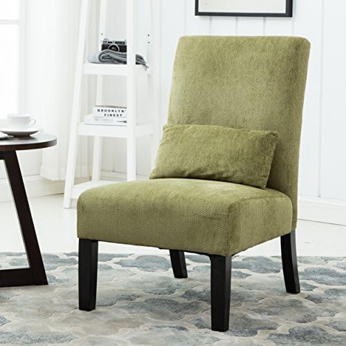 Roundhill Furniture Pisano Teal Blue Fabric Armless Contemporary Accent Chair with Kidney Pillow