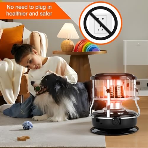 2-in-1 Kerosene Heater 9000 BTU, 4.5L Stainless Steel Kerosene Stove with 16-21H Burn Time, No Electricity Required Portable Radiant Heater, Adjustable Height Handle for Indoor Outdoor Camping Huntin