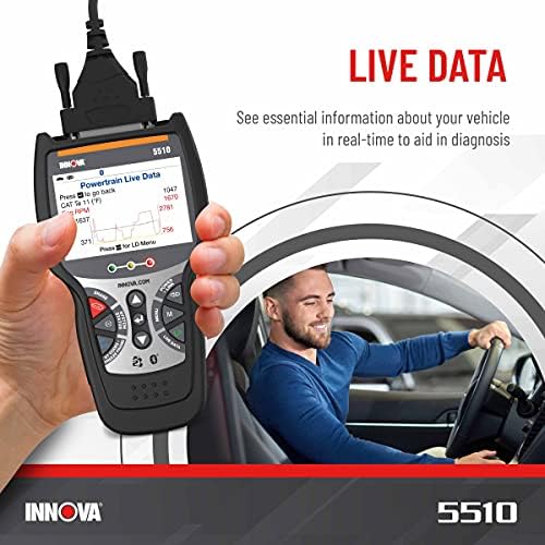 INNOVA 5510 OBD2 Scanner, Scan Tool for ABS, All System Scanner, Caliper Service, Brake Pad Life, Read/Erase ABS/SRS Codes, Reset Oil Light, Live Data