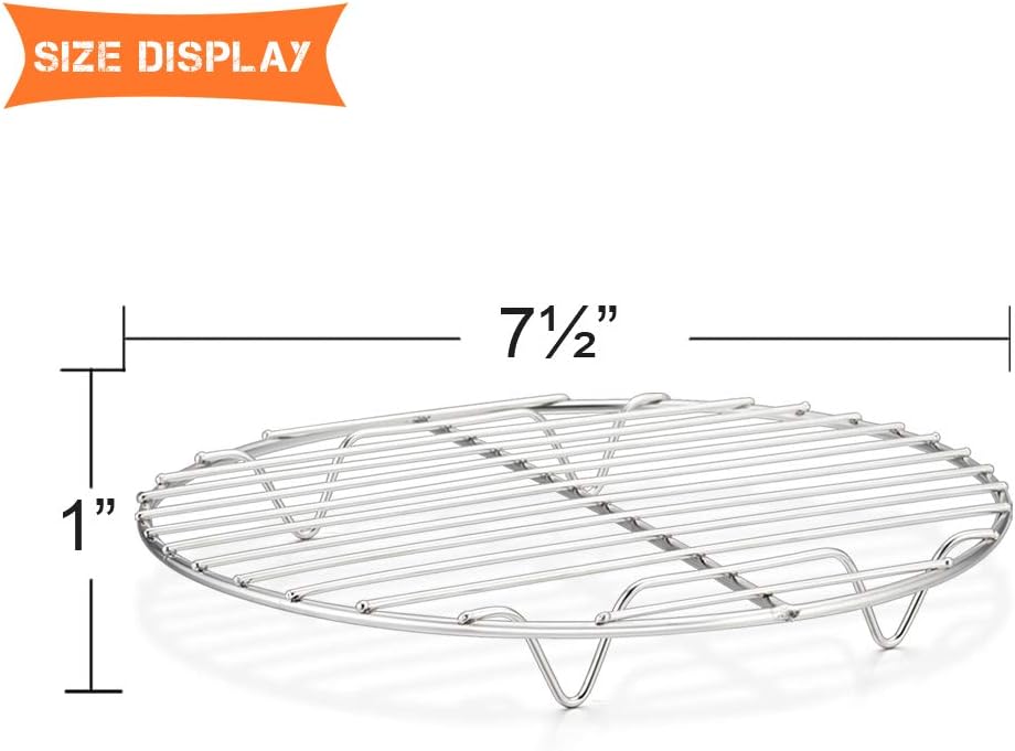 E-far Round Cooking Racks - Size 7½” & 9” & 10½” - Stainless Steel Round Steaming Baking Cooling Rack Set of 3, Multi-Purpose for Canning Air Fryer Pressure Cooker, Dishwasher Safe
