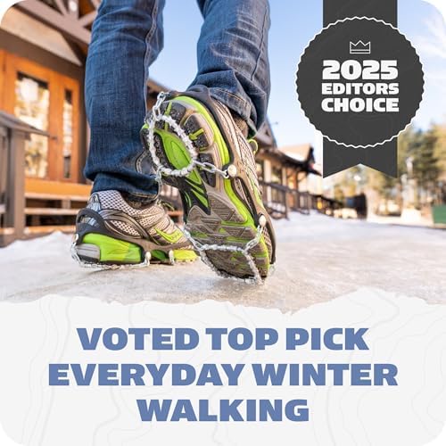 Yaktrax Diamond Grip - Full-Foot Traction on Ice, Snow, & Multi-Terrain Surfaces - Swiveling Diamond Bead Grip Points - Cold-Resistant Easy On/Off Elastic Upper Band