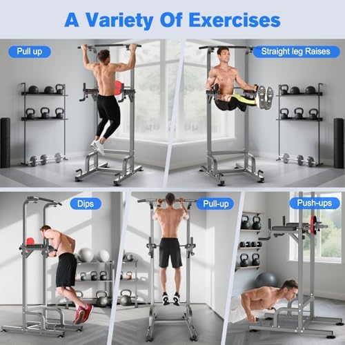 RELIFE REBUILD YOUR LIFE Pull Up Bar Free Standing Power Tower for Home Gym | Dip Station Pull Up Station, Multi-Function Home Fitness Equipment for Pull-Ups, Dips, Push-Ups, Full Body Strength Training