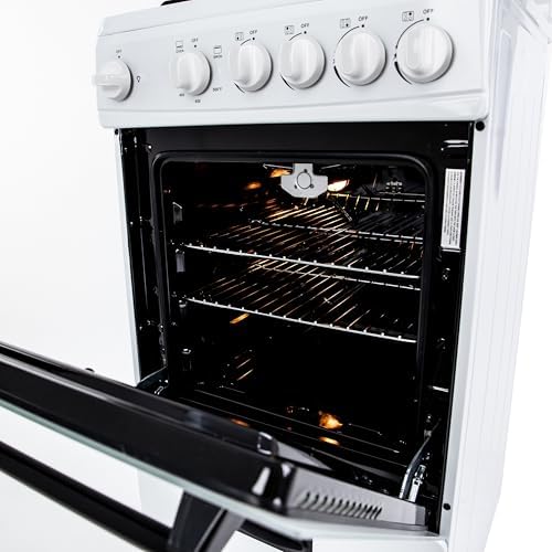 Avanti Compact Gas Range Oven, 4 Sealed Burners, 20-Inch, Stainless Steel | Avanti Compact Gas Range Oven, Freestanding with 4 Sealed Burners, Broiler with Pan, Storage Drawer, 20-Inch, Stainless Steel