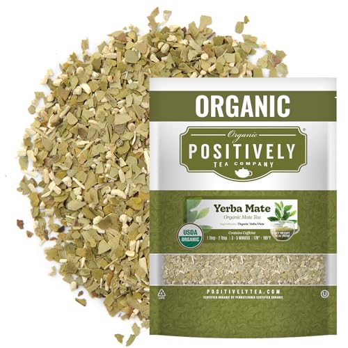 Organic Positively Tea Company, Yerba Mate Tea, (Unsmoked) Loose Leaf, 16 Ounce