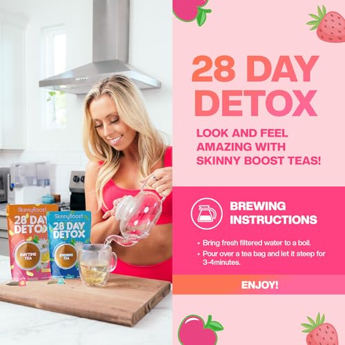 SkinnyBoost 28 Day Detox Daytime Tea - CITRUS MINT (28 Tea Bags) Supports Metabolism Boost, Detox, All Natural, Non GMO, Vegan, Keto Friendly | Natural Energy Boost, Supports Metabolism, Detox, All Natural, Non GMO, Vegan, Keto Friendly, Antioxidants