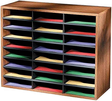 Fellowes 24-Compartment Literature Organizer, Letter Size, Medium Oak (25043)