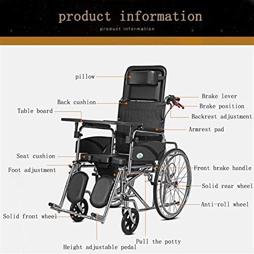 High Back Reclining Commode Wheelchair, Folding Bathroom Shower Chair, Can Lie Down Alonemultifunctional Scooter (Color : Upgrade)
