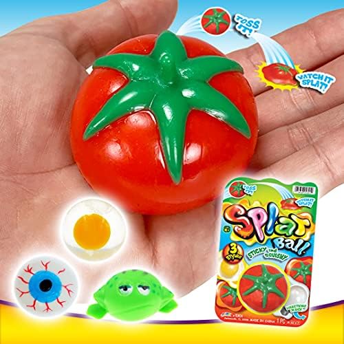JA-RU Splat Ball - Squishy Stress Balls (6 Assorted Pack) Emoji-Squishy Ball Fidget Pack for Kids and Adults. Party Favor Classroom Treasure Box