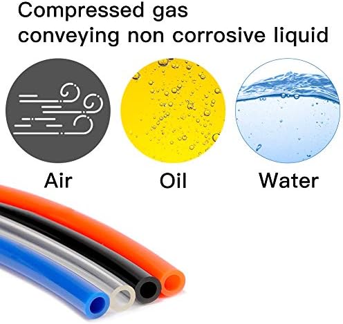 Quickun Pneumatic Tubing 3/8" Tube OD PU Polyurethane Tube Air Hose Line for Air Compressor Fitting or Fluid Transfer (Black 32.8ft)
