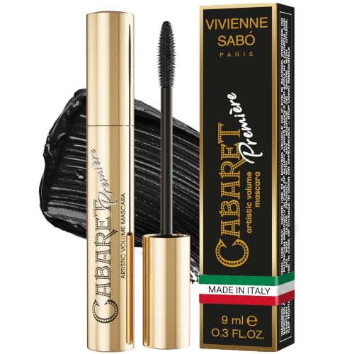 Vivienne Sabó Cabaret Premiere Black Mascara, Volume and Length, Defining, Curling, No Flaking, No Clumping, Smudge Proof, Washable, Cruelty-Free, Made in Europe, (01 Black), 0.3 Fl Oz, 1 Pack