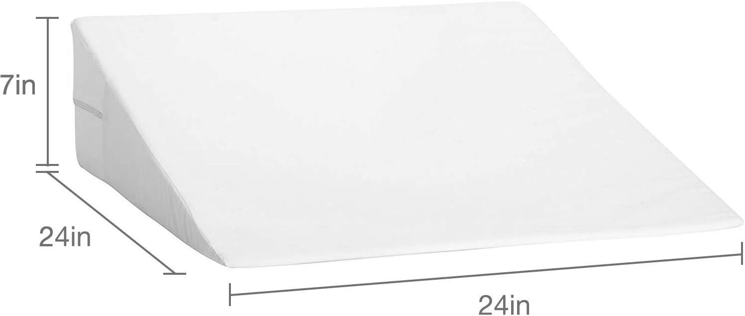 DMI Bed Wedge Pillow and Triangle Wedge with Elevated Incline for Neck Pain, Headaches, Shoulders, Back Pain, Foot Support, Knee Pain or Restless Leg Syndrome, 24x24x12 inches, White (Pack of 1)