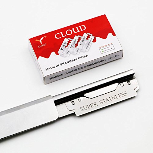 Professional Barber Straight Edge Razor Safety with 20-Pack Derby Blades - 100 Percent Stainless Steel - by VICMOVE (1 razor + 20 blades)