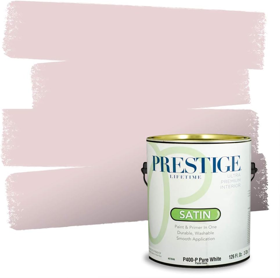 PRESTIGE E500-P-SW6303 Exterior Paint and Primer in One, 1-Gallon, Semi-Gloss, Comparable Match of Sherwin Williams Rose Colored, 1 Gallon, SW17-Rose