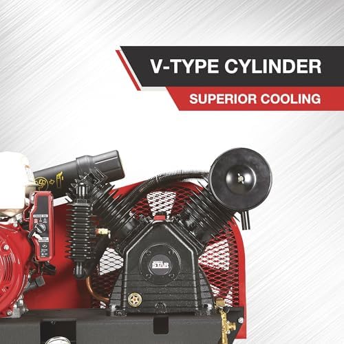 NorthStar Gas Air Compressor, 30-Gallon, 90 PSI, 24.4 CFM at 90 PSI | Honda GX390 OHV engine, Horizontal tank, Portable shop-air supply